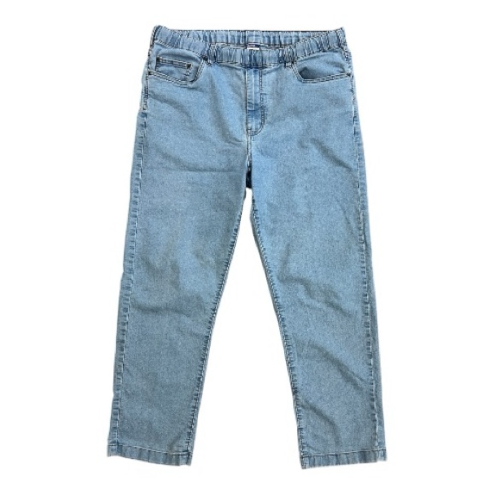 Active Joe High Rise Elastic Waist Straight Leg Light Wash Jeans M/L Women